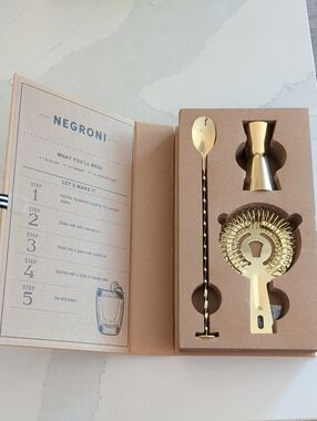 Gold Barware Cocktail Tool Set - 3 Piece Home Dining Accessories